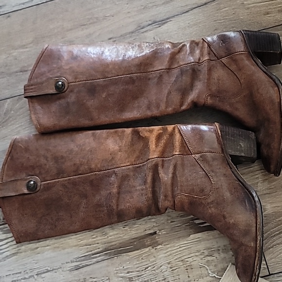 FRYE Jackie Womens Riding Boots Brown Leather Button Tall Western - Picture 8 of 10